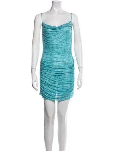 Pre-owned Self-portrait Patterned Mini Dress W/ Tags In Blue