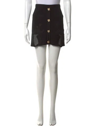 Pre-owned Self-portrait Patterned Mini Skirt In Black
