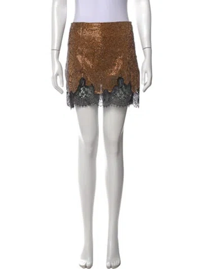 Pre-owned Self-portrait Patterned Mini Skirt In Blue