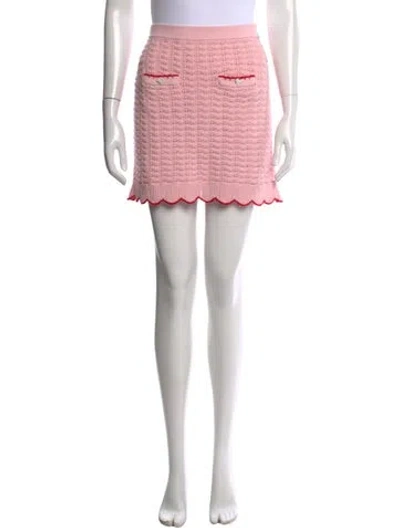 Pre-owned Self-portrait Patterned Mini Skirt In Pink