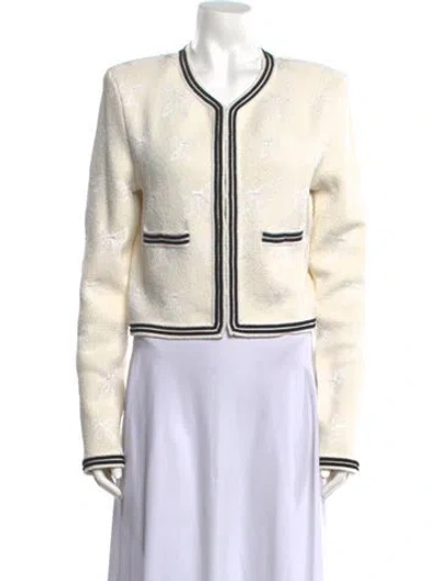 Pre-owned Self-portrait Patterned Open Front Sweater In Neutrals