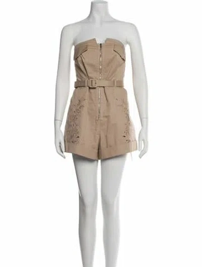 Pre-owned Self-portrait Patterned Strapless Romper In Neutral