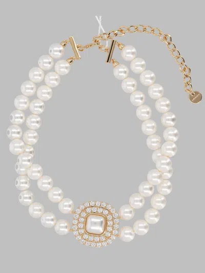 Self-portrait Pearl And Crystal Pendant Necklace In White