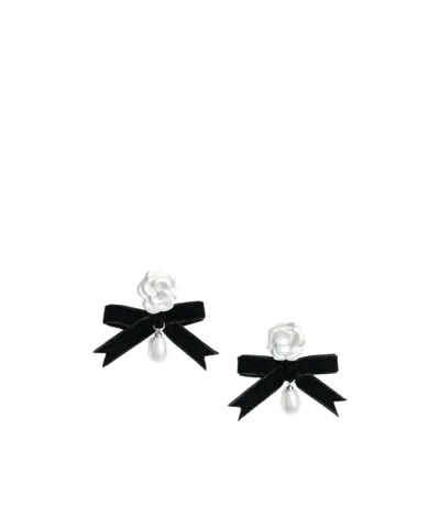 Self-portrait Pearl Black Bow Earring