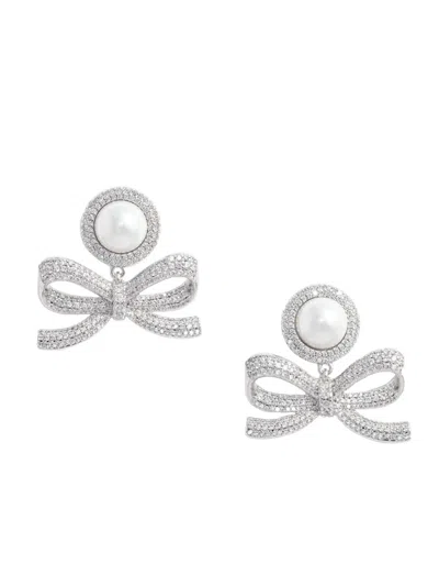 Self-portrait Pearl Bow Drop Earrings In Pattern