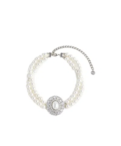 Self-portrait Pearl Crystal Choker In Gold