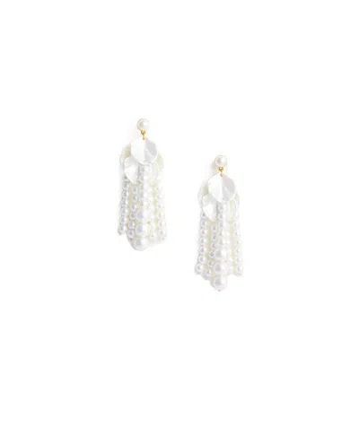 Self-portrait Pearl Petal Dangle Earrings In White