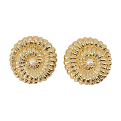 Self-portrait Pearl Shell Earrings In Gold