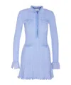 Self-portrait Self Portrait Mini Ribbed Knit Short Dress With Pearl Embellishments In Blue