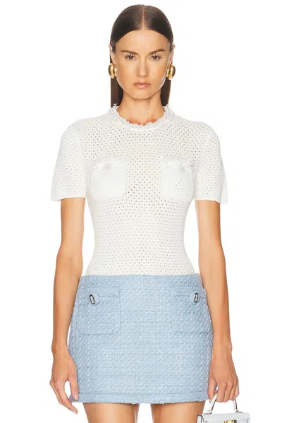Self-portrait Pearl Trim Top In Cream
