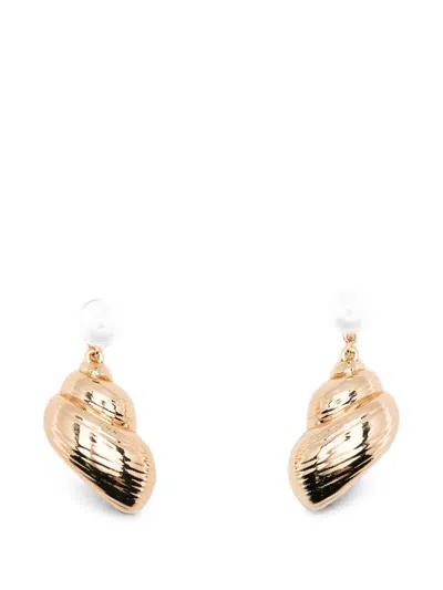 Self-portrait Pearl-embellished Earrings In Gold