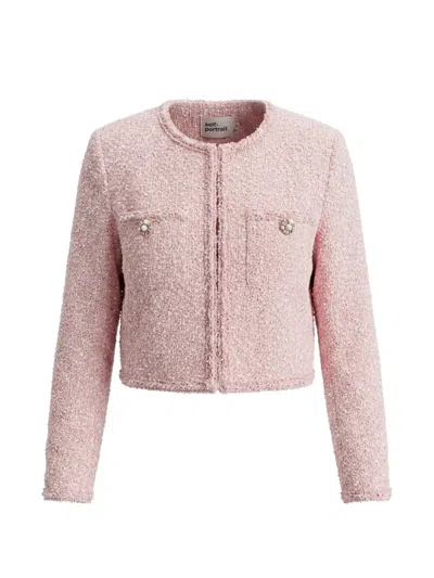 Self-portrait Pearl-embellished Jacket In Pink