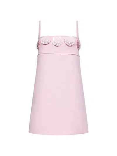 Self-portrait Pink Crepe 3d Sequin Flower-embellished Mini Dress