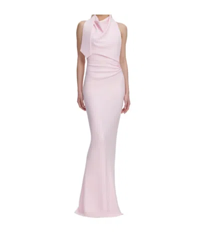 Self-portrait Cowl-neck Draped Maxi Dress In Pink