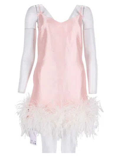 Self-portrait Pink Feather-trim Spaghetti-strap Polyester Mini Dress
