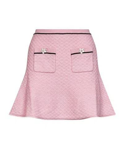 Self-portrait Flower-button Mini Skirt In Pink