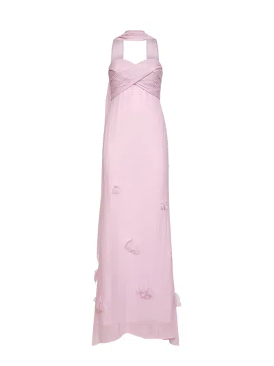 Self-portrait Pink Georgette Scarf Maxi Dress