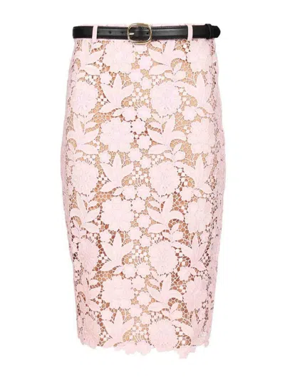 Self-portrait Pink Lace Pencil Skirt