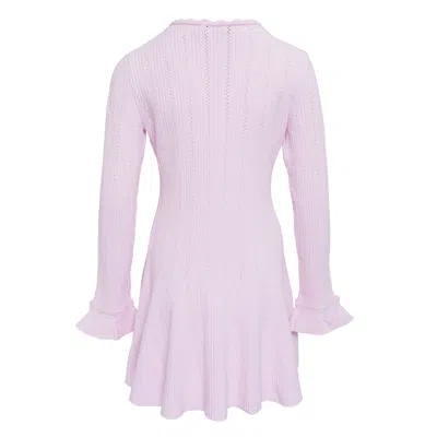 Self-portrait Pink Pearl Trim Knit Mini Dress