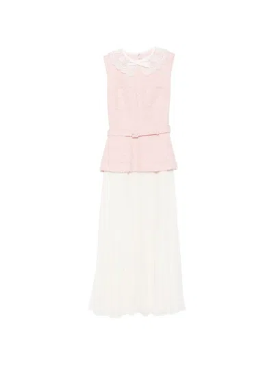 Self-portrait Pink Polyester Polyamide Acrylic Wool Metallic Dress
