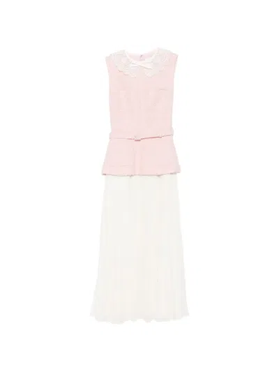 Self-portrait Pink Polyester Polyamide Acrylic Wool Metallic Dress In Multi