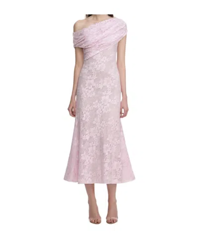Self-portrait Pink Rhinestone Lace Midi Dress