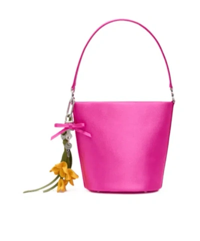 Self-portrait Pink Satin Bucket Bag In Purple