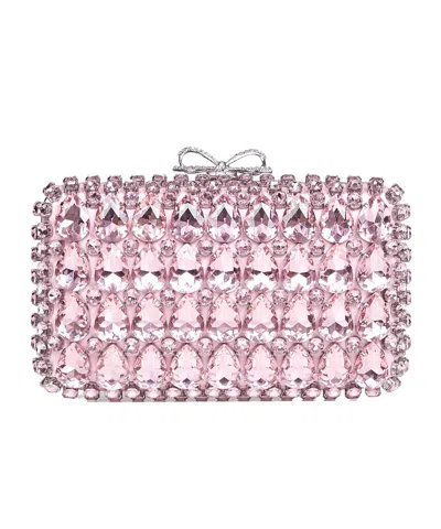 Self-portrait Pink Satin Crystal Clutch Bag