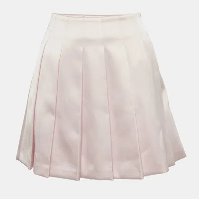 Self-portrait Pink Satin Pleated Mini Skirt In Multi