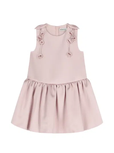 Self-portrait Kids' Pink Satin Sleeveless Flower Dress