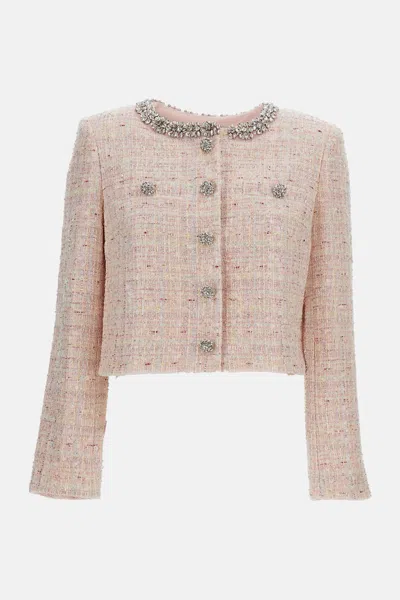 Self-portrait Pink Sequin Boucle Jacket