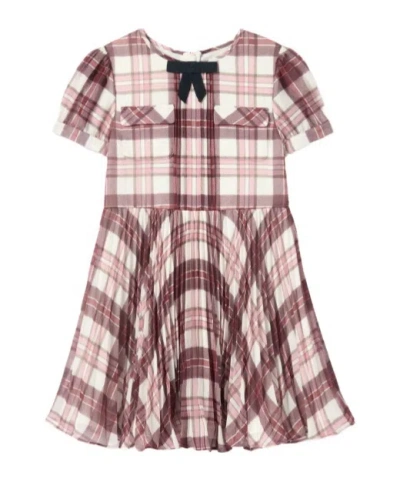 Self-portrait Plaid Dress In Brown