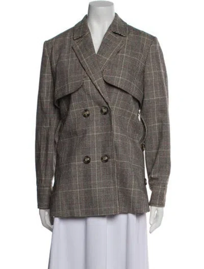 Pre-owned Self-portrait Plaid Print Blazer In Neutral