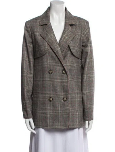 Pre-owned Self-portrait Plaid Print Blazer In Neutral