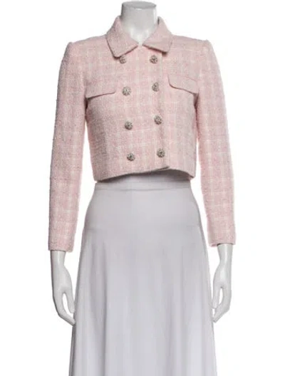 Pre-owned Self-portrait Plaid Print Blazer In Pink