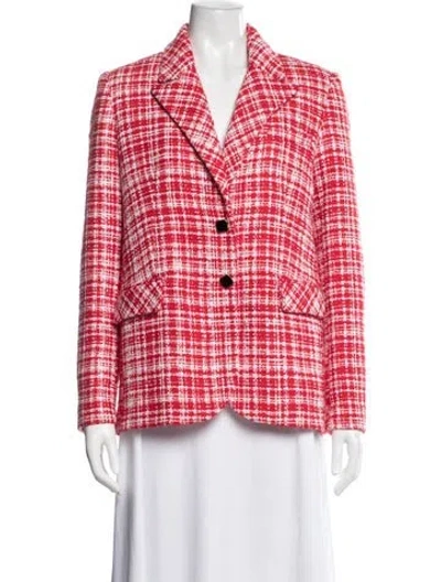 Pre-owned Self-portrait Plaid Print Blazer In Pink