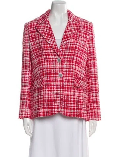 Pre-owned Self-portrait Plaid Print Blazer W/ Tags In Red