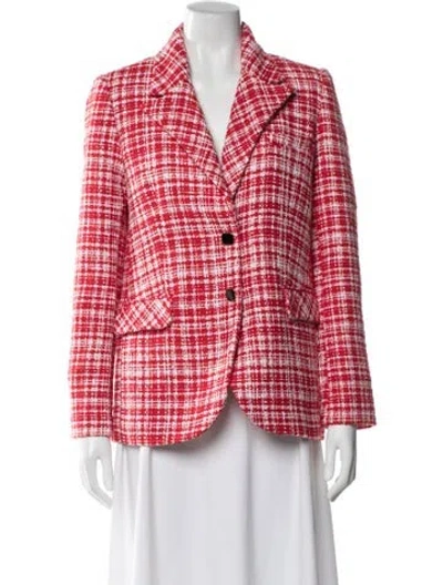 Pre-owned Self-portrait Plaid Print Blazer W/ Tags In Red