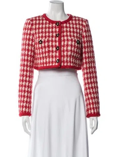 Pre-owned Self-portrait Plaid Print Evening Jacket In Red