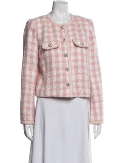 Pre-owned Self-portrait Plaid Print Jacket In Pink