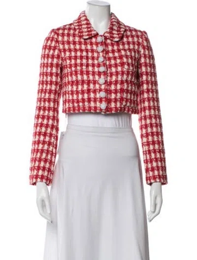 Pre-owned Self-portrait Plaid Print Jacket W/ Tags In Red