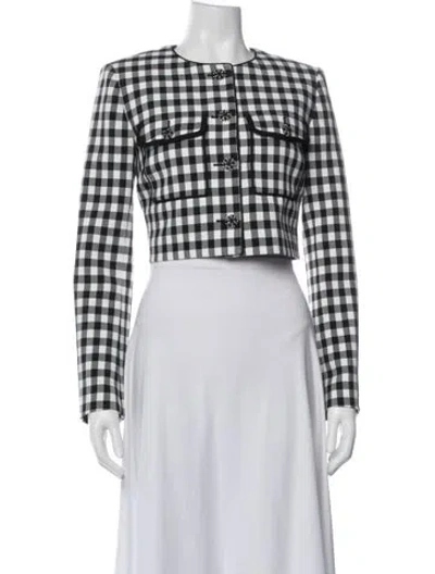 Pre-owned Self-portrait Plaid Print Jacket In White