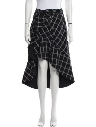 Pre-owned Self-portrait Plaid Print Midi Length Skirt In Black