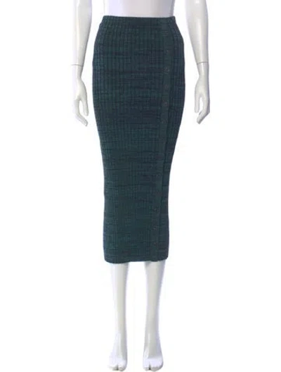 Pre-owned Self-portrait Plaid Print Midi Length Skirt In Blue