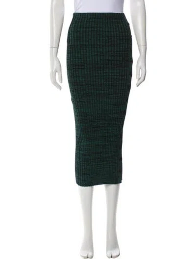 Pre-owned Self-portrait Plaid Print Midi Length Skirt In Green