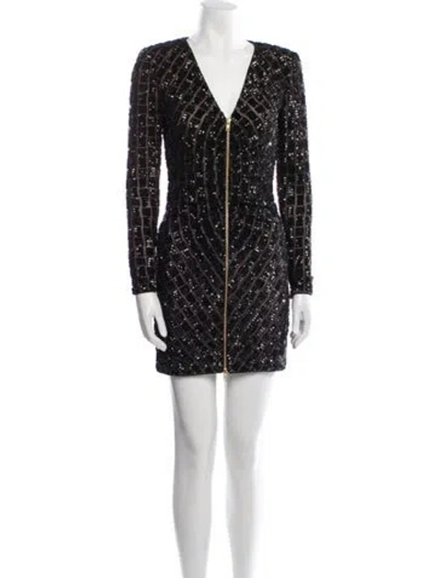 Pre-owned Self-portrait Plaid Print Mini Dress In Black