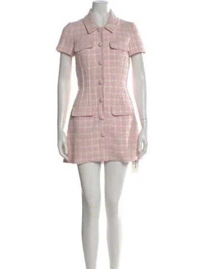Pre-owned Self-portrait Plaid Print Mini Dress In Pink