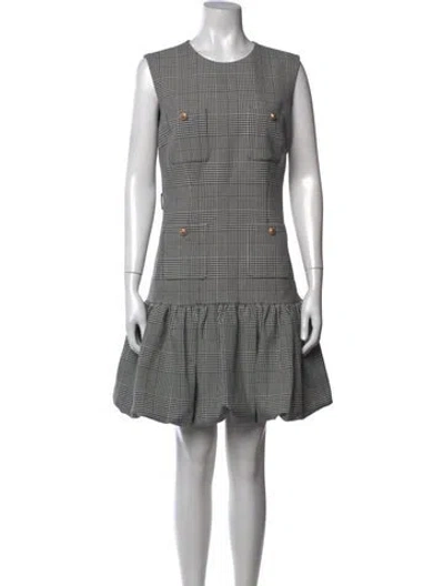 Pre-owned Self-portrait Plaid Print Mini Dress W/ Tags In Silver