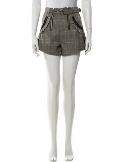 Pre-owned Self-portrait Plaid Print Mini Shorts In Multi