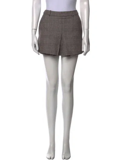 Pre-owned Self-portrait Plaid Print Mini Shorts In Neutral